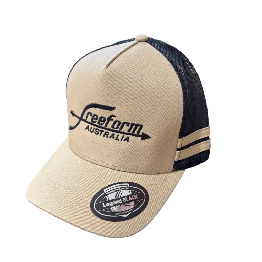 Freeform Australia Embroidered Trucker Cap – Khaki/Black - Freeform Saddles